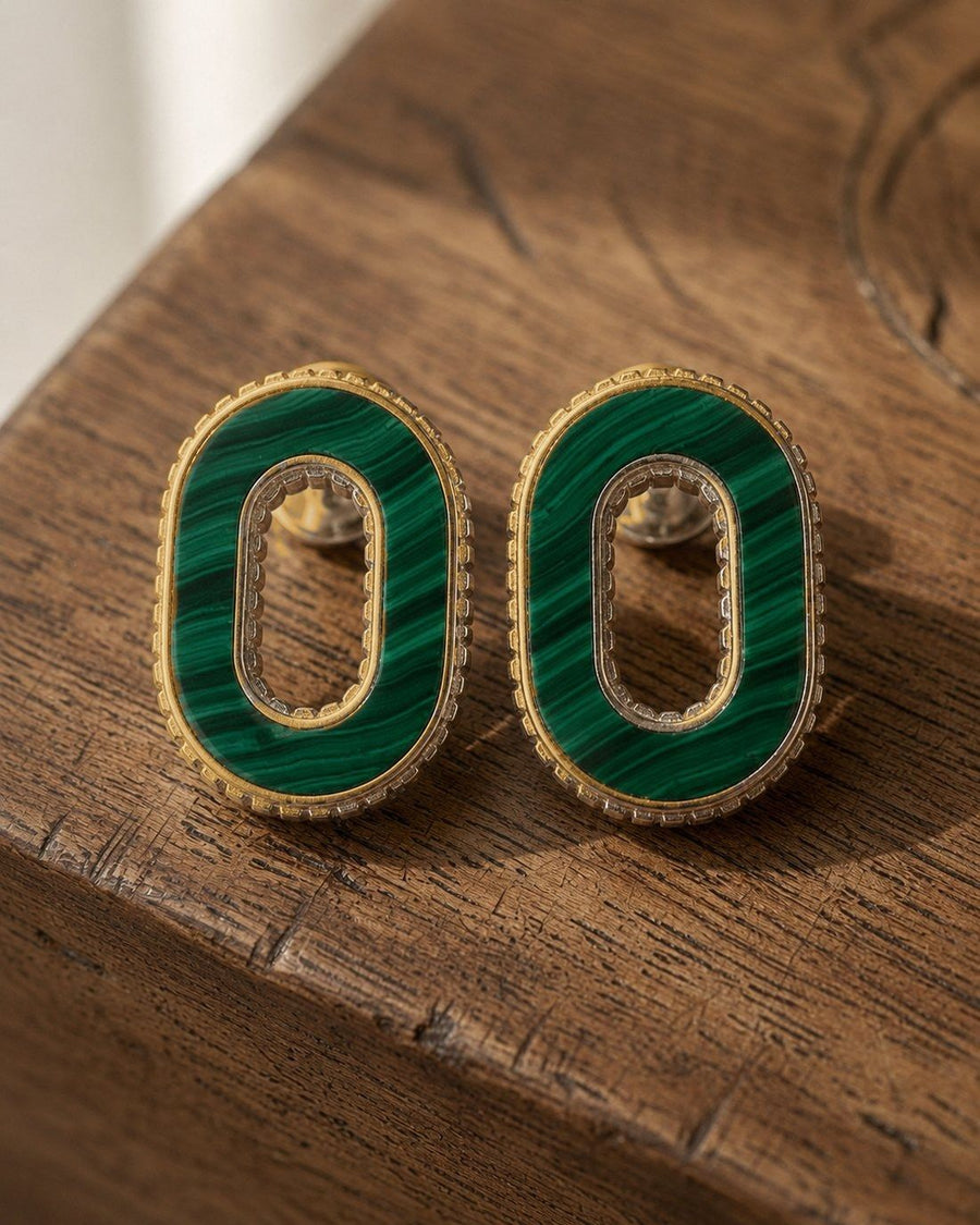 Boucles d'oreilles Héritage malachite