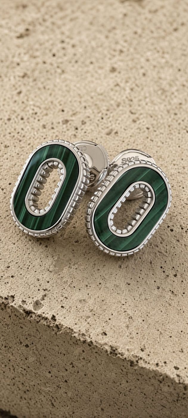 Boucles d'oreilles Héritage malachite, vue 2