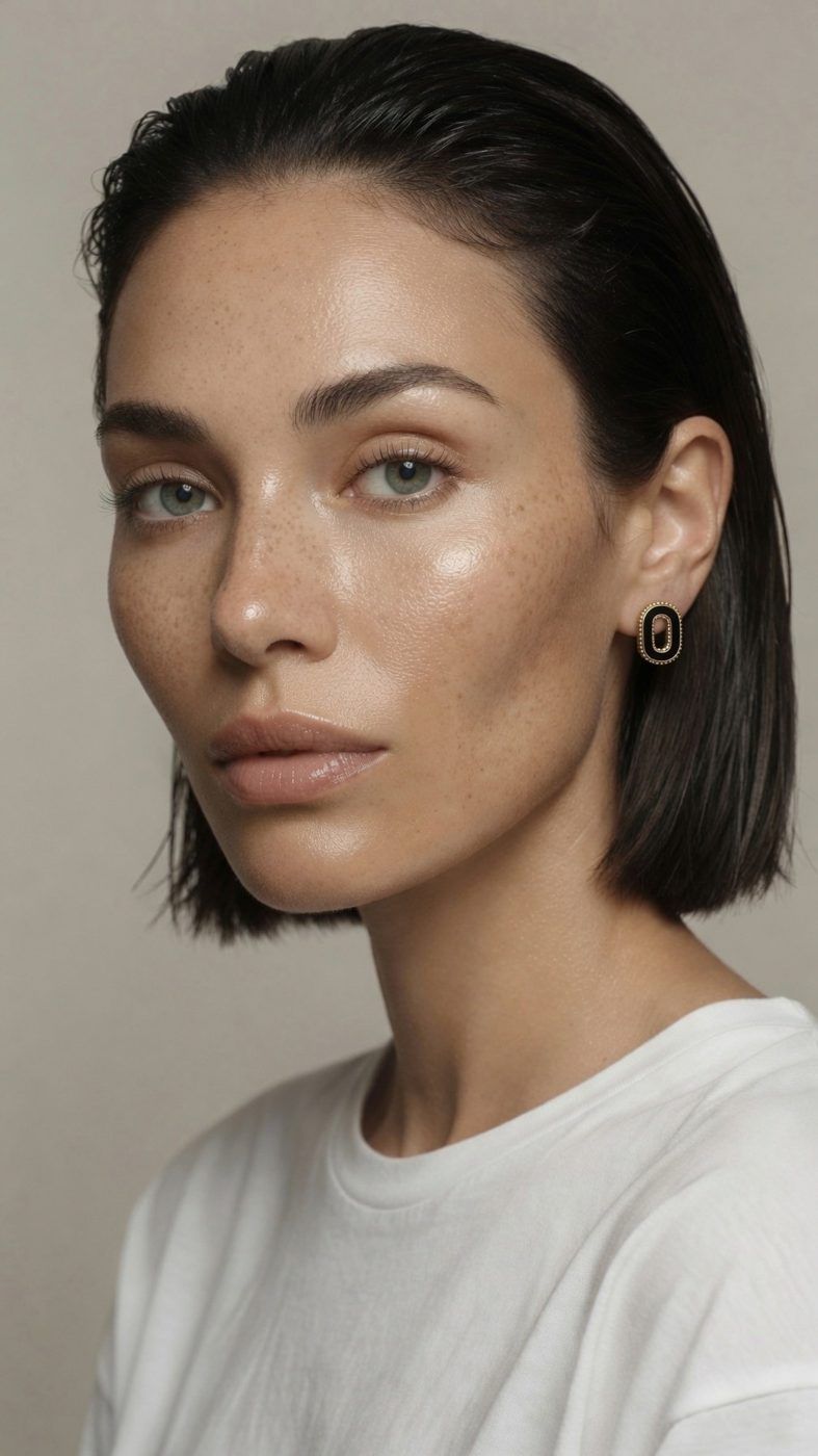 Onyx Héritage earring worn, in profile