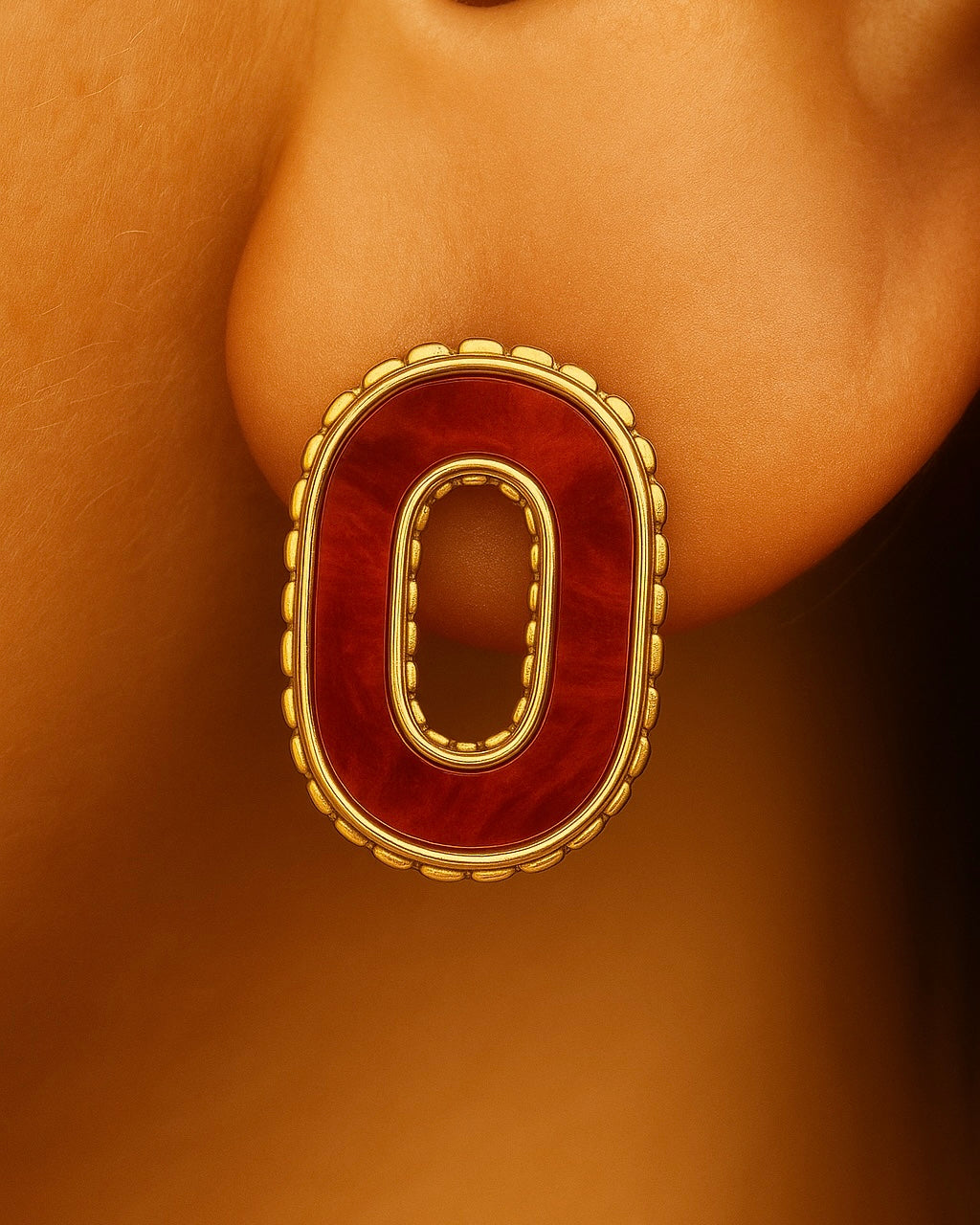 Boucles d'oreilles Héritage agate rouge